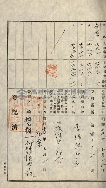 高雄州公共用地－抵當權抹消登記書類綴
（買收關係－卅八之九）藏品圖，第17張