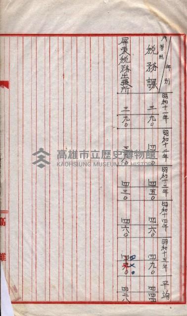 州所屬地貸下料算出基礎調
（其之他－十三之一）藏品圖，第17張