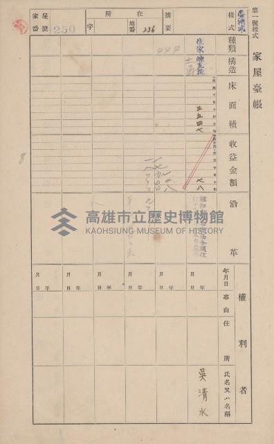 鳳山郡鳥松庄田草埔家屋臺帳
（二冊之內第二號）藏品圖，第57張