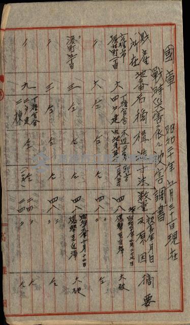 州費國庫所屬建物戰時災害被害關係書類綴
（地理系）藏品圖，第57張