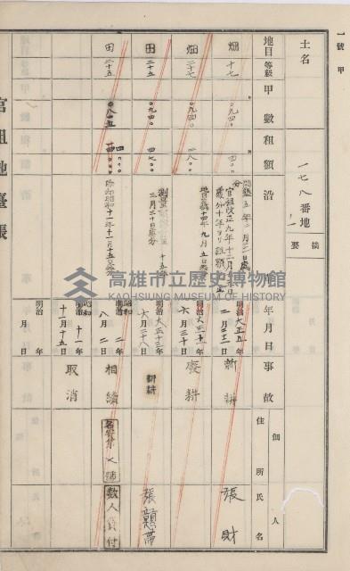 旗山街官租地臺帳（二冊之內第一號）藏品圖，第147張