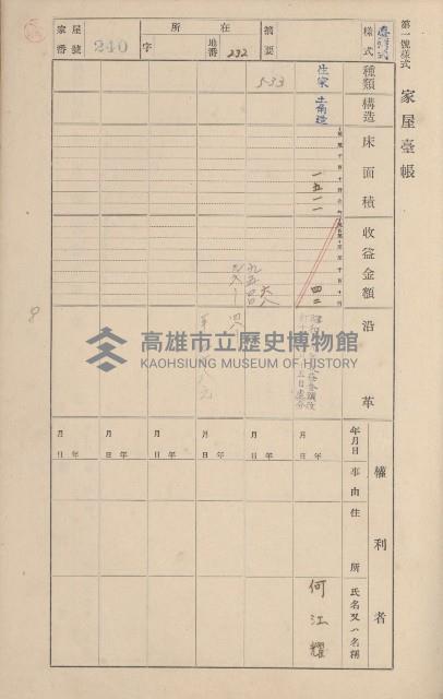 鳳山郡鳥松庄田草埔家屋臺帳
（二冊之內第二號）藏品圖，第47張