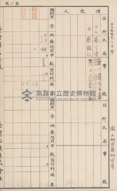臺灣拓殖株式會社田寮貸付料名寄帳藏品圖，第47張