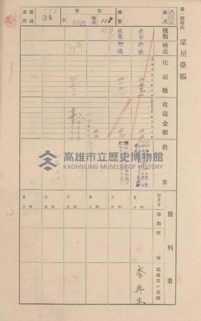 鳳山郡林園庄港子埔家屋臺帳（三冊之內第三號）藏品圖，第47張