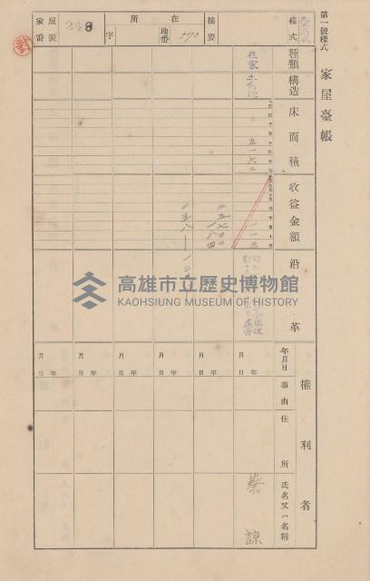 鳳山郡大寮庄翁公園家屋臺帳（三冊之內第二號）藏品圖，第47張