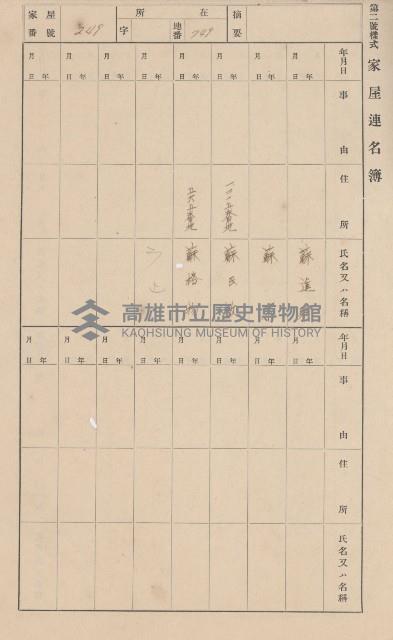 鳳山郡大樹庄溪埔家屋臺帳（二冊之內第二號）藏品圖，第47張