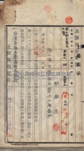 州買收地調書－登記濟証綴
（左營、埤子頭、前峰尾、內惟）藏品圖，第347張