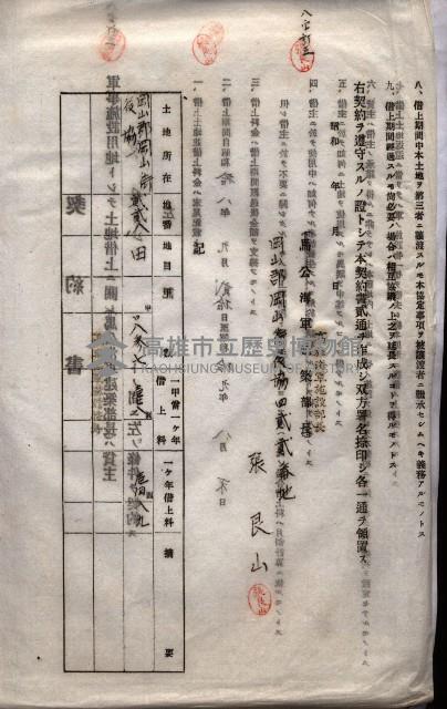 海軍土地借上契約書
（施設部長印捺印済）藏品圖，第347張
