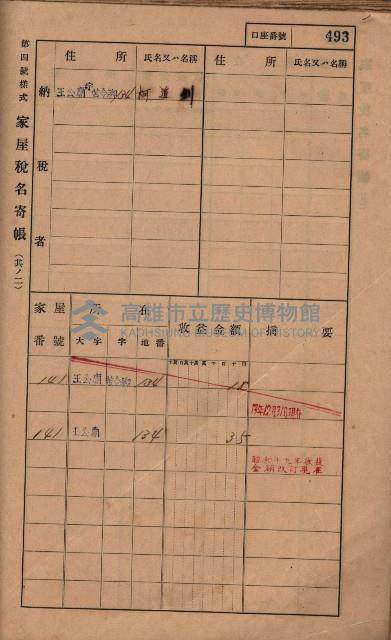 高雄州鳳山郡林園庄王公廟家屋稅名寄帳
（三冊之內第三號）藏品圖，第97張