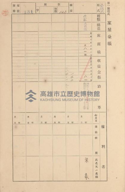 鳳山郡大寮庄拷潭家屋臺帳（一冊之內第一號）藏品圖，第97張