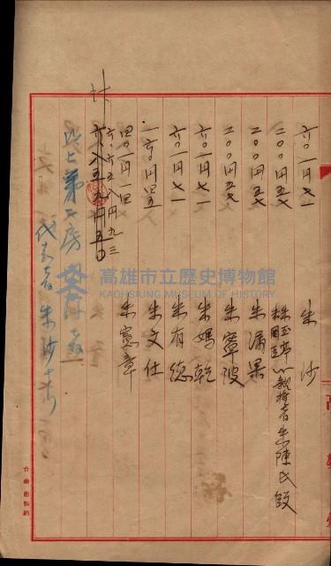 祭祀公業朱大經－買收登記關係書類
（買收關係－卅八之十九）藏品圖，第97張