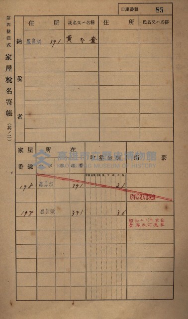 高雄州鳳山郡小港庄鳳鼻頭家屋稅名寄帳
（一冊之內第一號）藏品圖，第97張