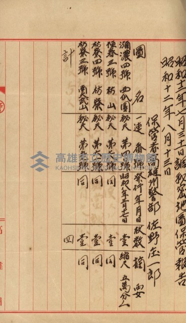 祕密地圖ニ關スル書類（高雄州）藏品圖，第493張