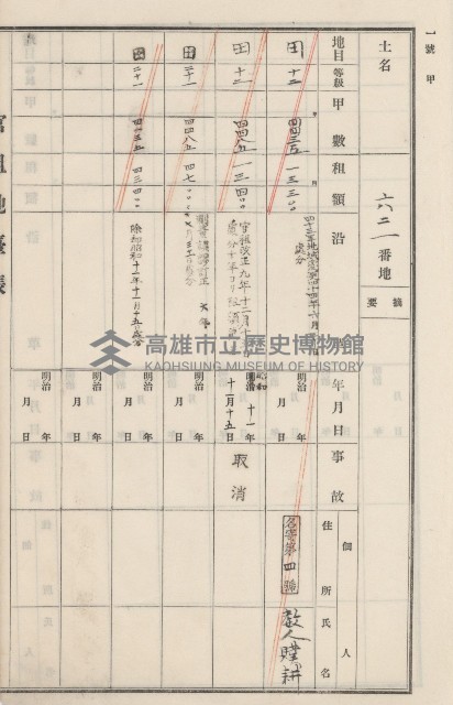 旗山街官租地臺帳（二冊之內第二號）藏品圖，第187張