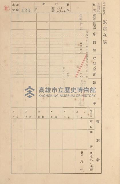 鳳山郡大寮庄拷潭家屋臺帳（一冊之內第一號）藏品圖，第87張