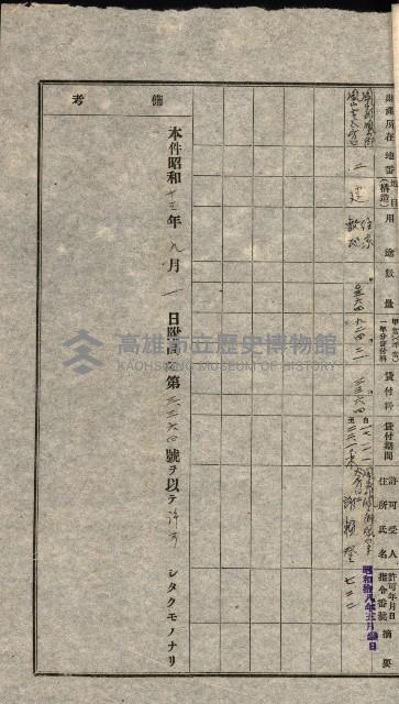 國有財產貸付許可綴（高雄州鳳山郡）藏品圖，第87張