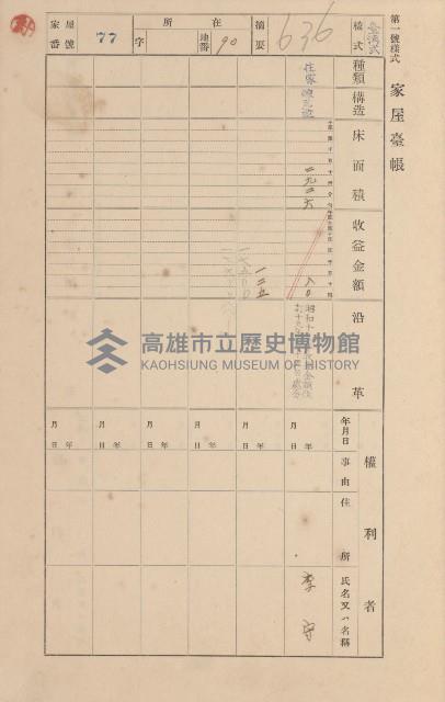 鳳山郡小港庄空地子家屋臺帳（一冊之內第一號）藏品圖，第87張