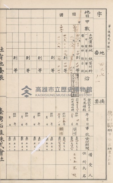 臺灣拓殖株式會社甲仙社有地臺帳（二之二）藏品圖，第87張