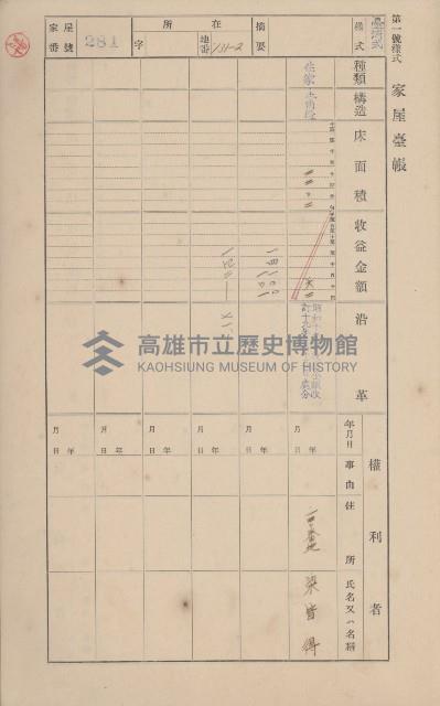 鳳山郡小港庄大坪頂家屋臺帳（二冊之內第二號）藏品圖，第87張