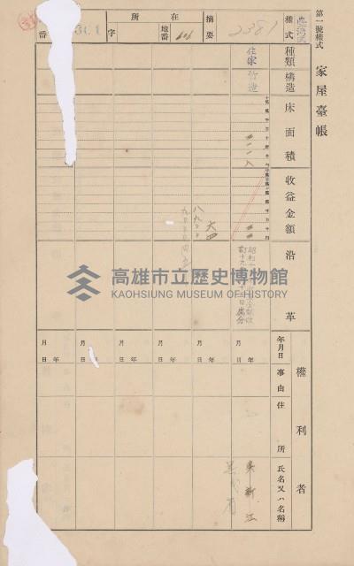 鳳山郡大樹庄溪埔家屋臺帳（二冊之內第二號）藏品圖，第87張