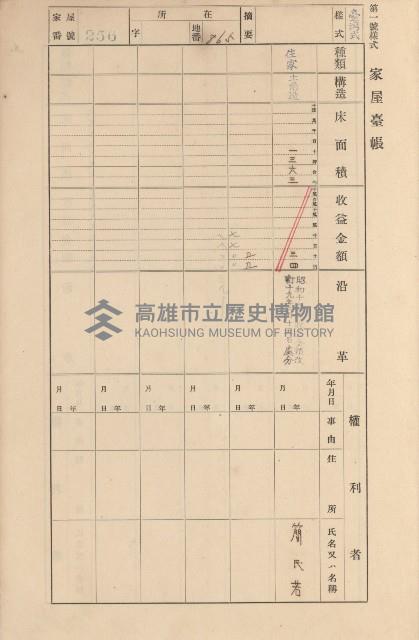 鳳山郡大寮庄拷潭家屋臺帳（一冊之內第一號）藏品圖，第137張