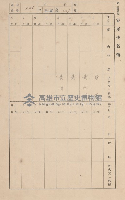鳳山郡林園庄王公廟家屋臺帳（三冊之內第一號）藏品圖，第137張