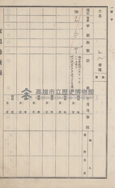 旗山街官租地臺帳（二冊之內第一號）藏品圖，第137張