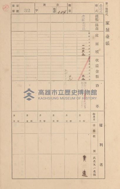 鳳山郡大寮庄拷潭家屋臺帳（一冊之內第一號）藏品圖，第37張