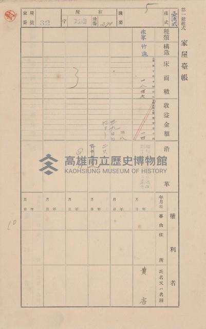 鳳山郡林園庄王公廟家屋臺帳（三冊之內第一號）藏品圖，第37張