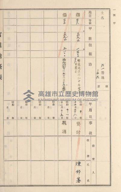 旗山街官租地臺帳（二冊之內第二號）藏品圖，第37張
