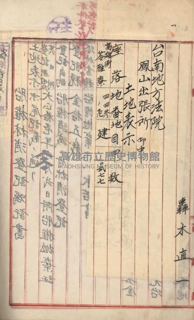 州財產－罹災救助基金所屬地ニ関スル登記原議書
（罹災救助－二十之五）藏品圖，第338張