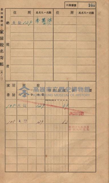 高雄州鳳山郡大樹庄大樹家屋稅名寄帳
（一冊之內第一號）藏品圖，第177張