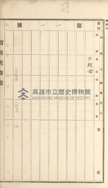 岡山街、楠梓庄官租名寄帳（十六冊之內第四號）藏品圖，第77張