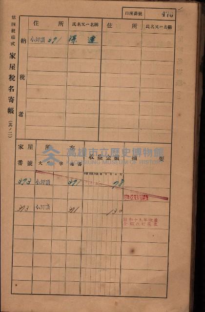 高雄州鳳山郡大樹庄小坪頂家屋稅名寄帳
（三冊之內第三號）藏品圖，第77張