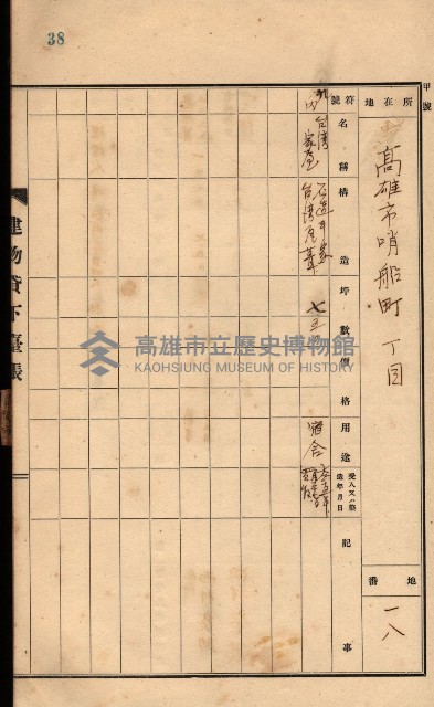 州所屬建物貸下臺帳（高雄州）藏品圖，第77張