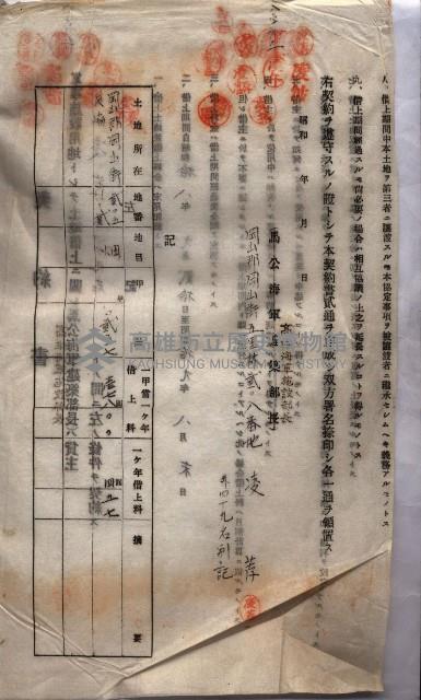 海軍土地借上契約書
（施設部長印捺印済）藏品圖，第377張