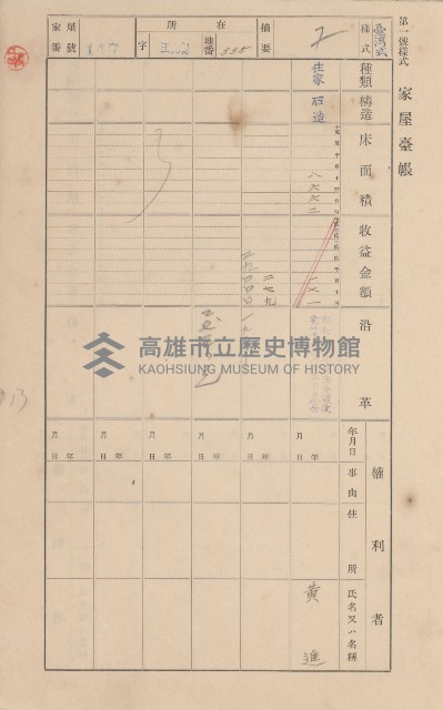 鳳山郡林園庄王公廟家屋臺帳（三冊之內第一號）藏品圖，第161張