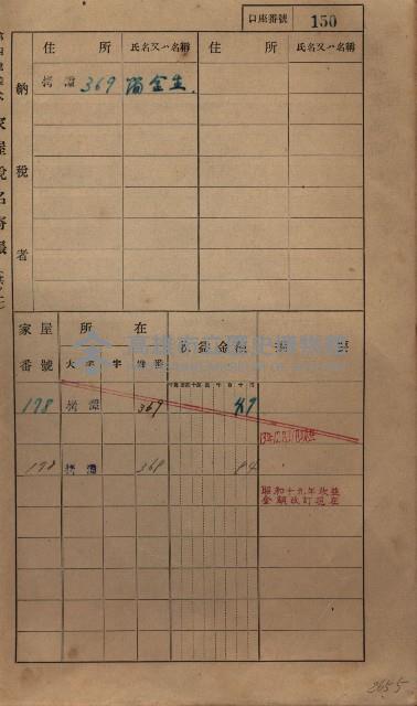高雄州鳳山郡大寮庄拷潭家屋稅名寄帳
（二冊之內第一號）藏品圖，第161張