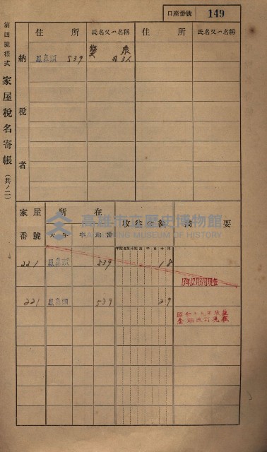 高雄州鳳山郡小港庄鳳鼻頭家屋稅名寄帳
（一冊之內第一號）藏品圖，第161張
