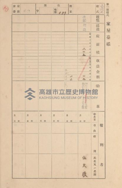 鳳山郡大寮庄拷潭家屋臺帳（一冊之內第一號）藏品圖，第61張