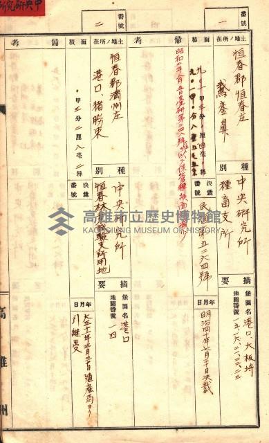 官有特種林野臺帳（高雄州）藏品圖，第61張