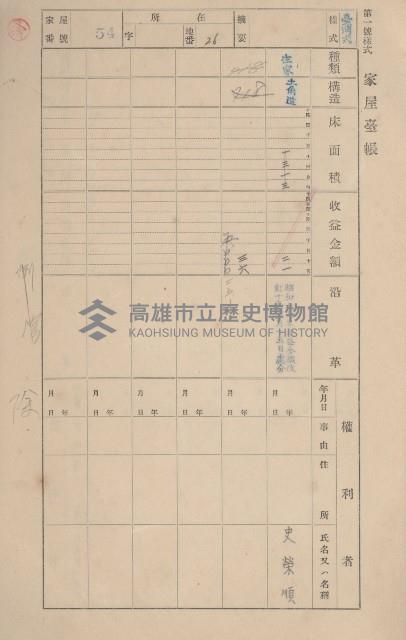 鳳山郡鳥松庄田草埔家屋臺帳
（二冊之內第一號）藏品圖，第61張