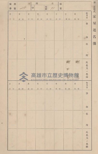 鳳山郡小港庄大坪頂家屋臺帳（二冊之內第二號）藏品圖，第61張