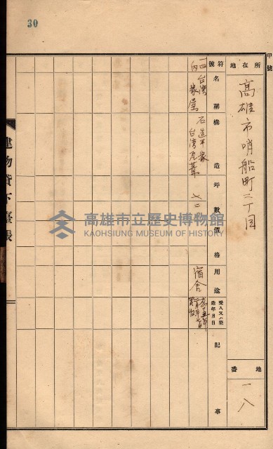 州所屬建物貸下臺帳（高雄州）藏品圖，第61張