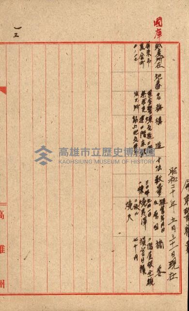 州費國庫所屬建物戰時災害被害關係書類綴
（地理系）藏品圖，第61張