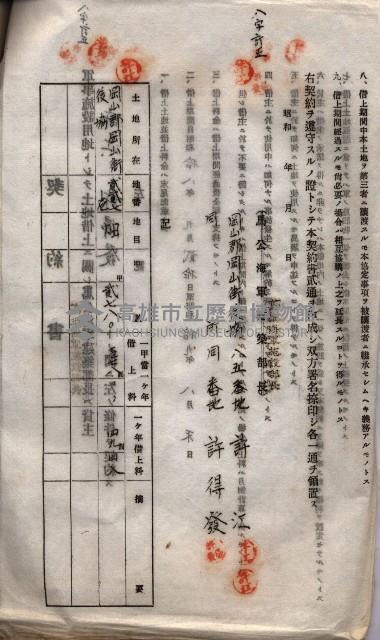 海軍土地借上契約書
（施設部長印捺印済）藏品圖，第361張