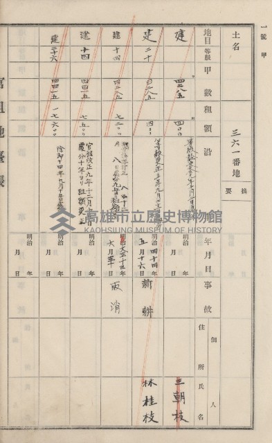旗山街官租地臺帳（二冊之內第一號）藏品圖，第221張
