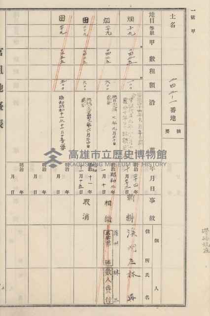 旗山街官租地臺帳（二冊之內第二號）藏品圖，第121張