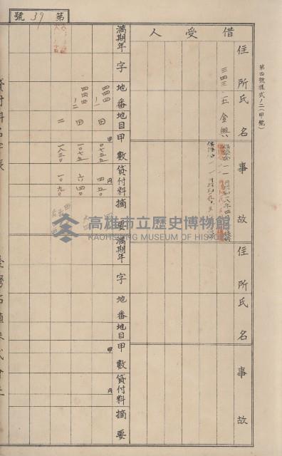 臺灣拓殖株式會社甲仙貸付料名寄帳藏品圖，第121張