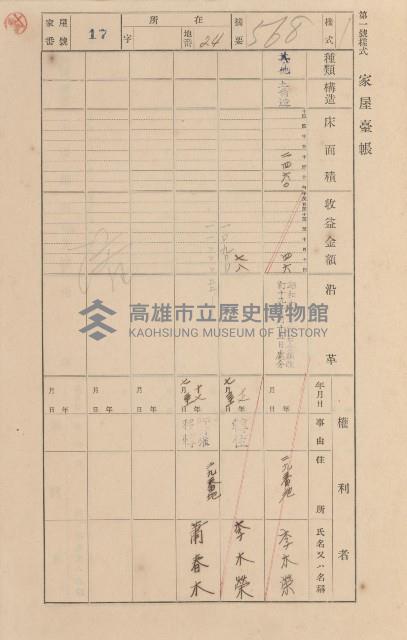 鳳山郡小港庄空地子家屋臺帳（一冊之內第一號）藏品圖，第21張